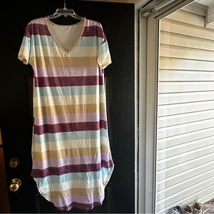 Striped V-Neck Dress